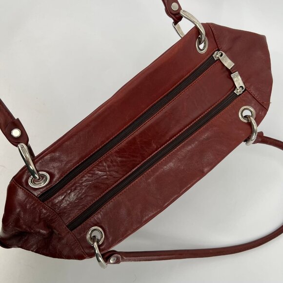 Saki Red Zip Faux Leather Shoulder Bag | Classic Style - Picture 10 of 12